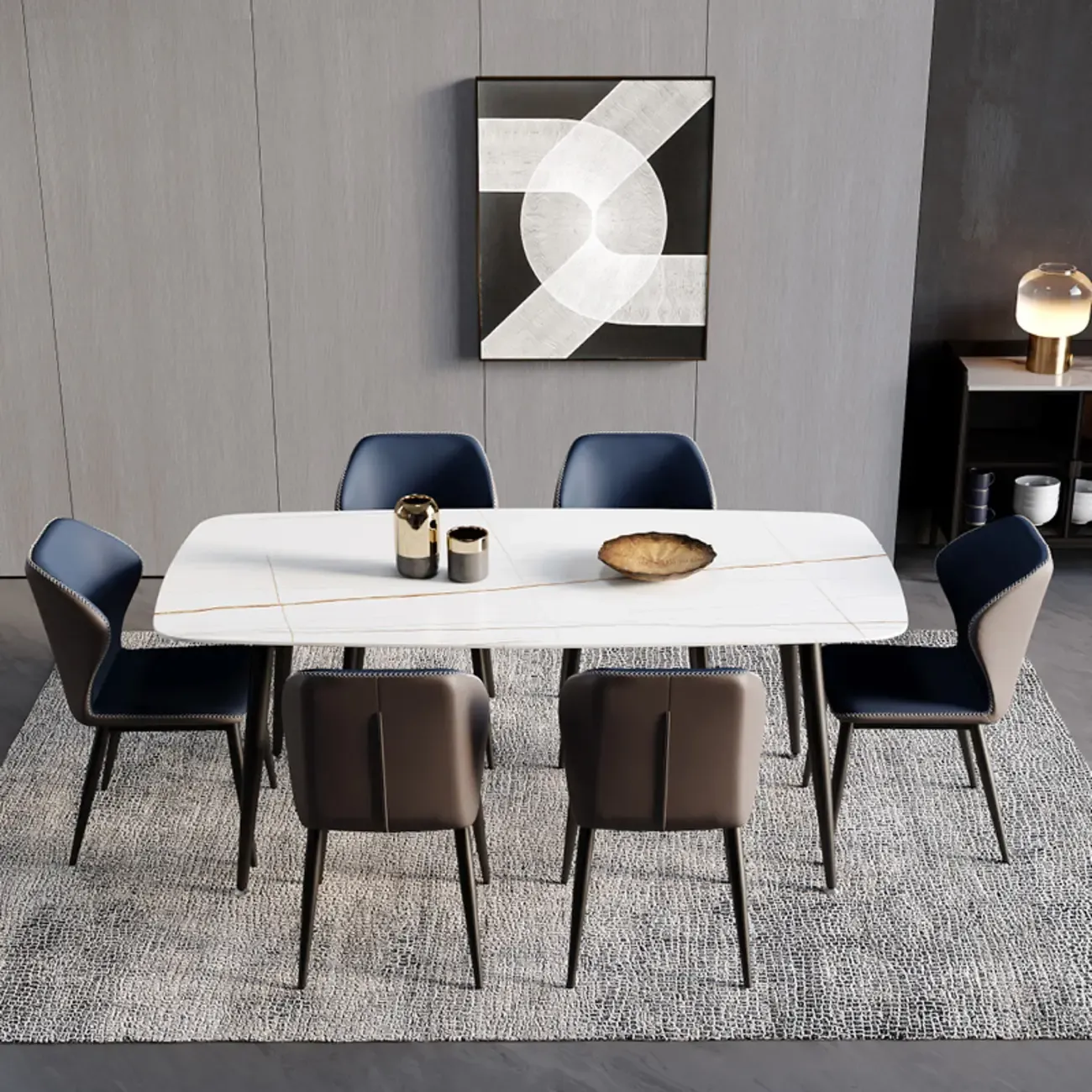 Scandinavian Faux Leather Wingback Dining Chairs Image - 8