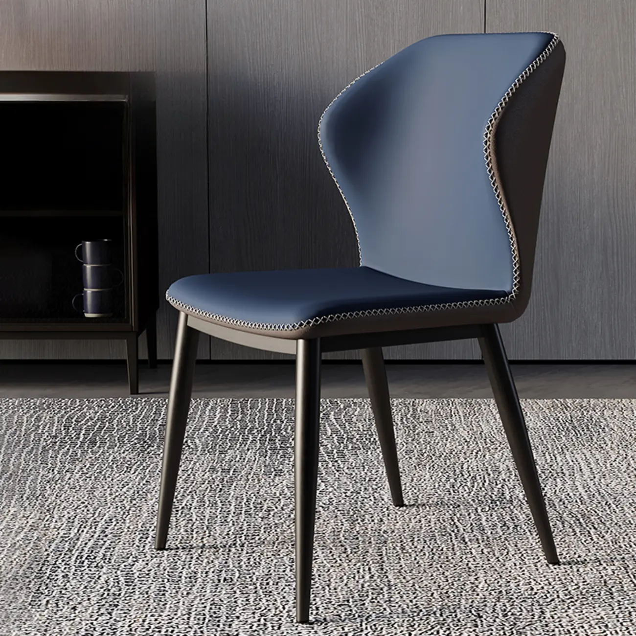 Scandinavian Faux Leather Wingback Dining Chairs Image - 11 | homeyfad