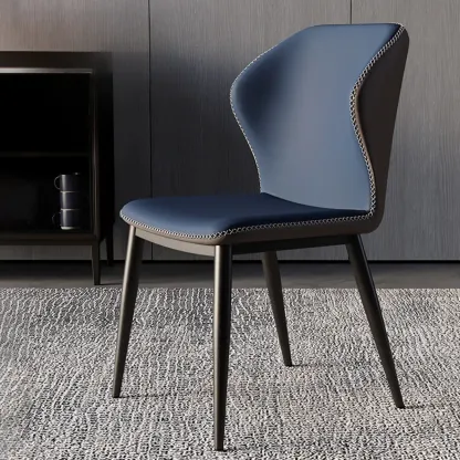 Scandinavian Faux Leather Wingback Dining Chairs Image - 11