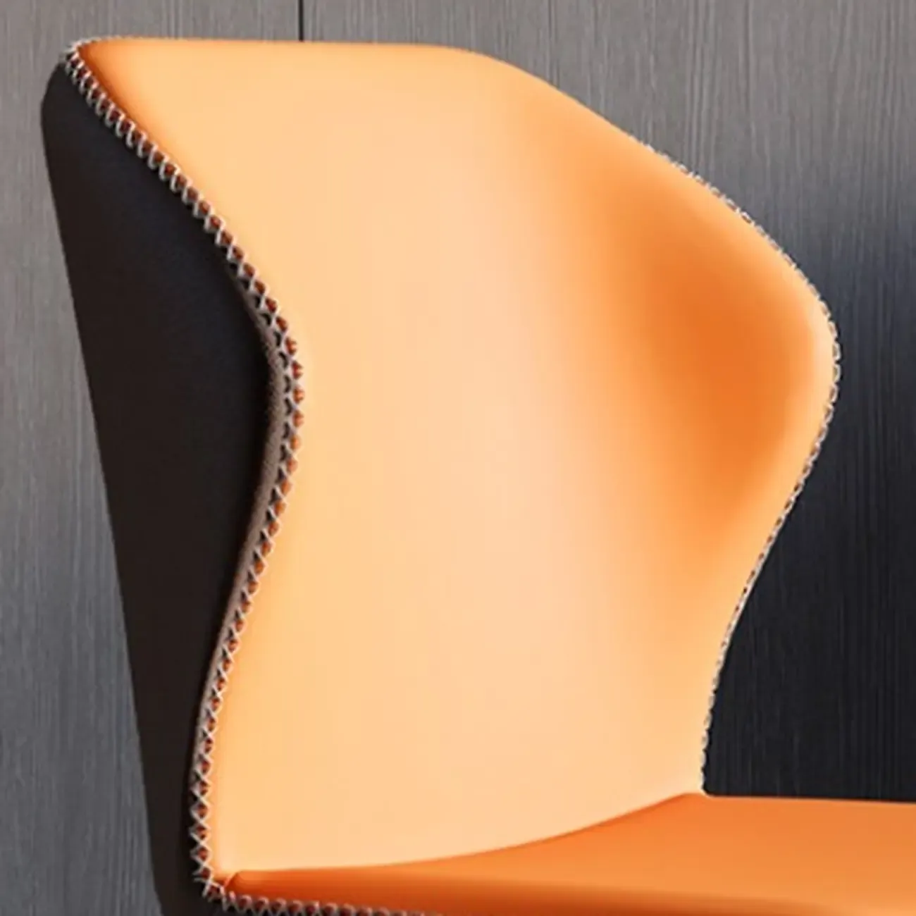 Scandinavian Faux Leather Wingback Dining Chairs Image - 13