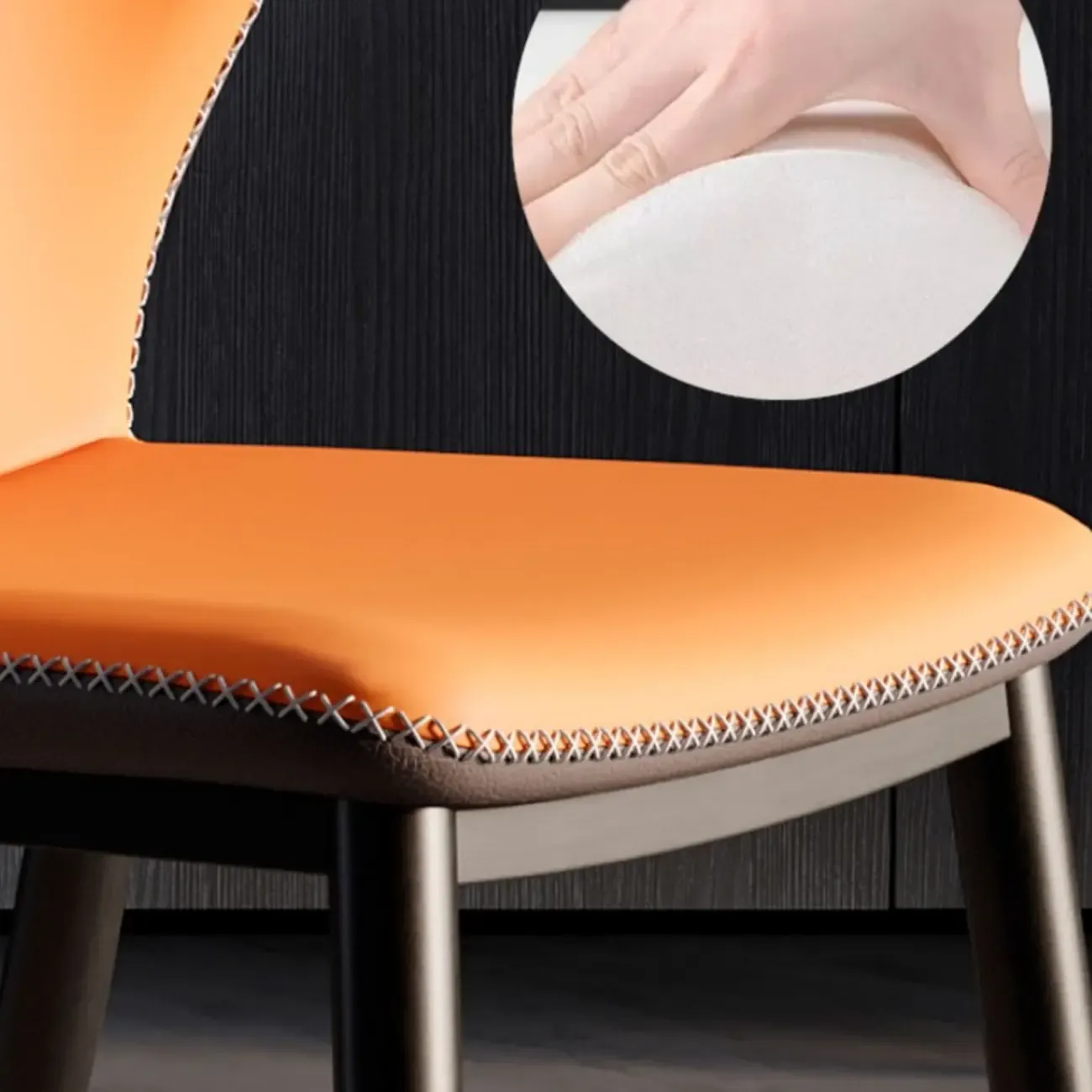 Scandinavian Faux Leather Wingback Dining Chairs Image - 16