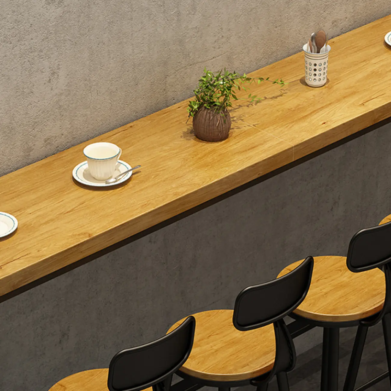 Natural Rectangle Solid Wood Long Footrest Bar Table Image - 6 | homeyfad