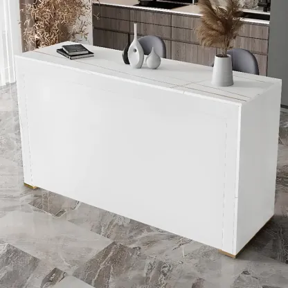 Modern Black Stone Top Bar Height Table for Kitchen Image - 4