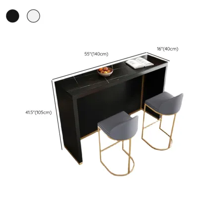 Modern Black Stone Top Bar Height Table for Kitchen Image - 10