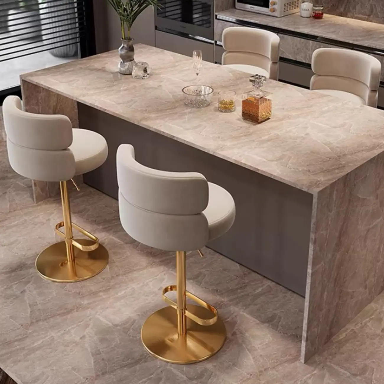 Trendy Glam Gold Metal Adjustable Swivel Bar Stools Image - 2 | homeyfad