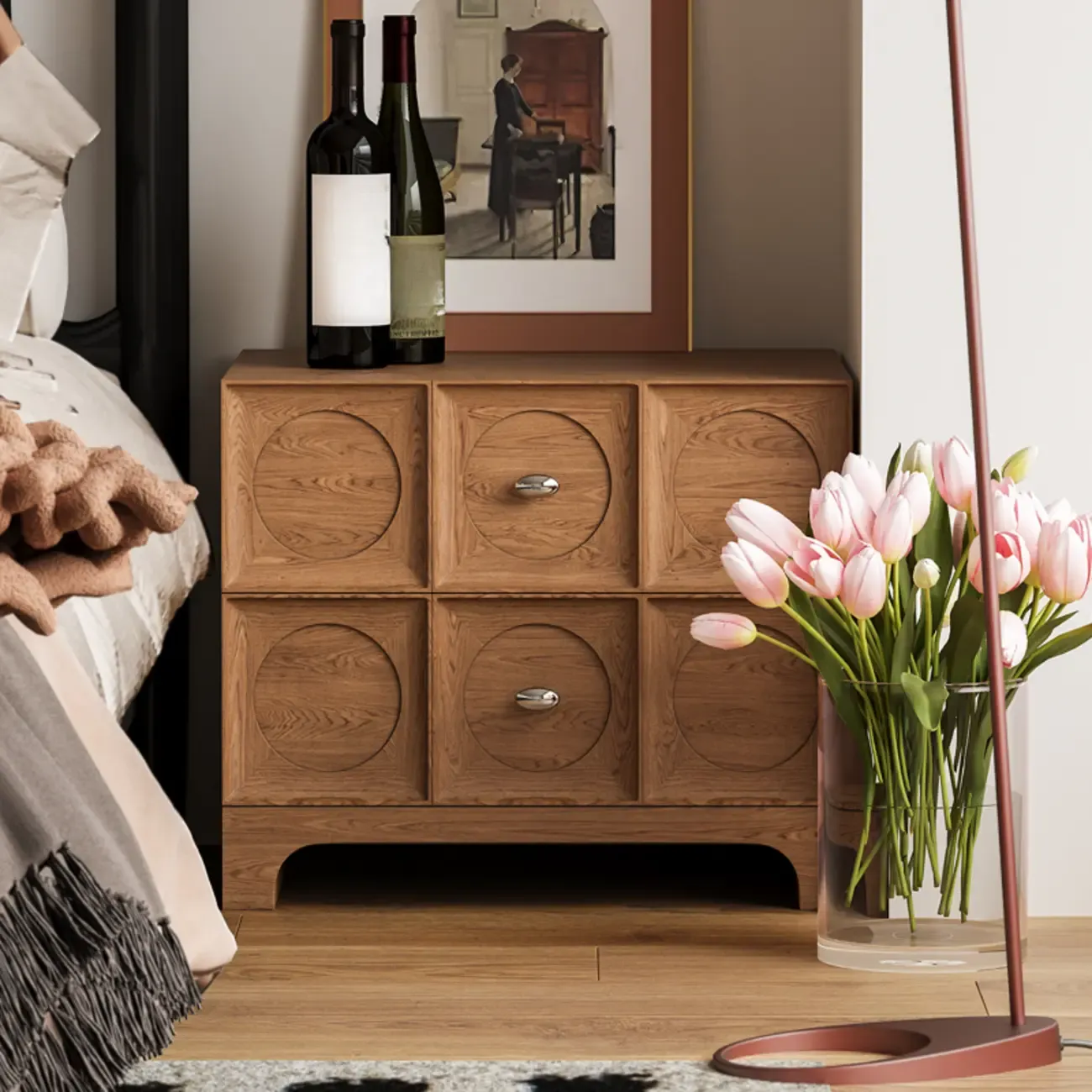 Modern Wooden Bedside Table with Stylish Drawers Image - 6