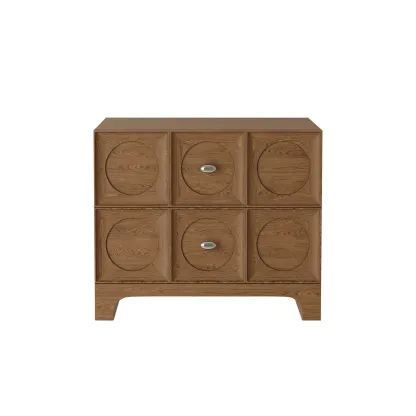 Modern Wooden Bedside Table with Stylish Drawers Image - 9