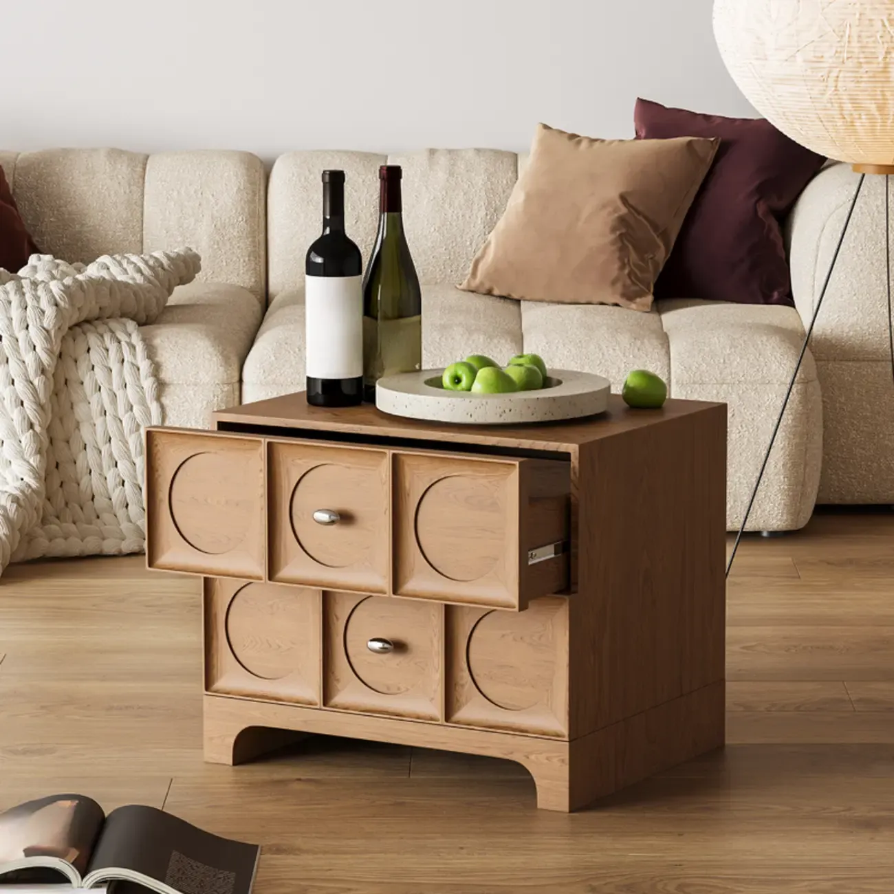 Modern Wooden Bedside Table with Stylish Drawers Image - 5
