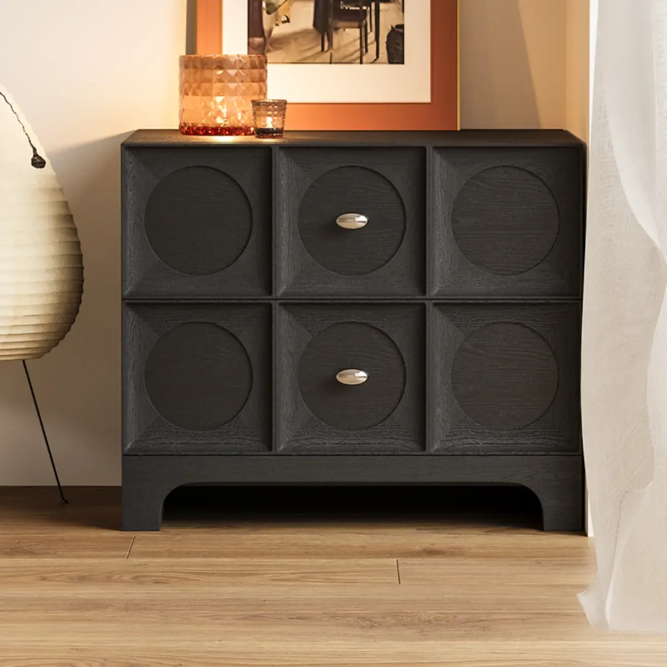 Modern Wooden Bedside Table with Stylish Drawers Image - 7