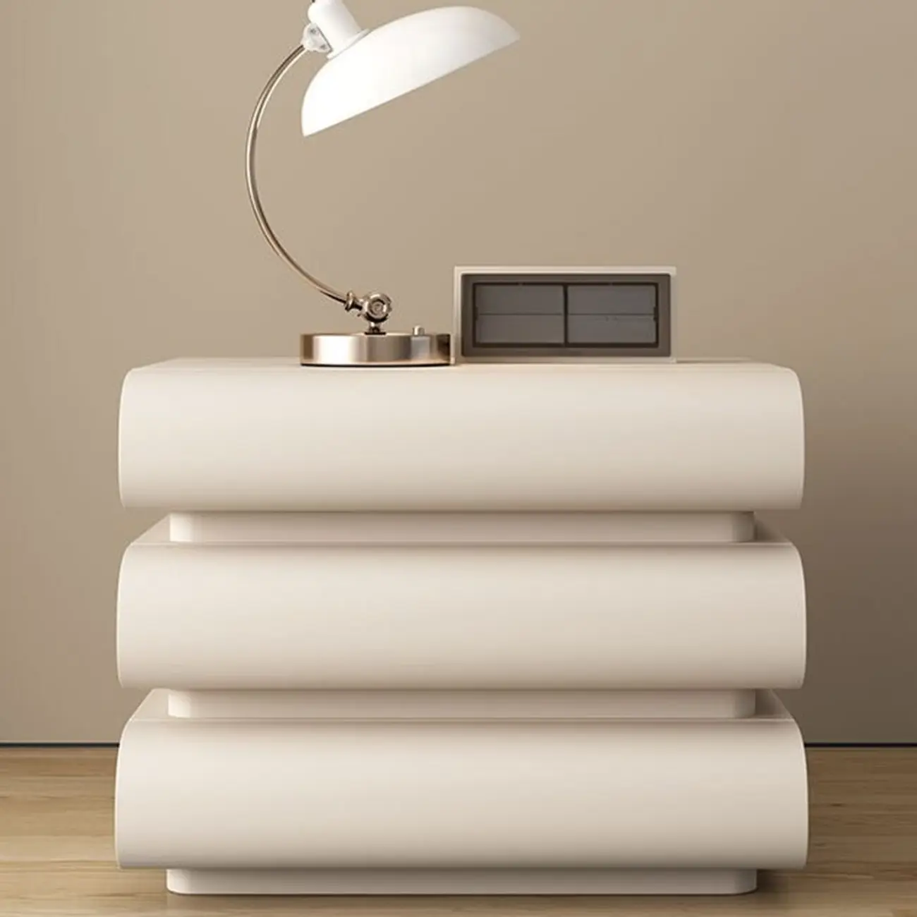 Mminimalist Leather Top Wood Frame 3-Drawer Nightstand Image - 2 | homeyfad