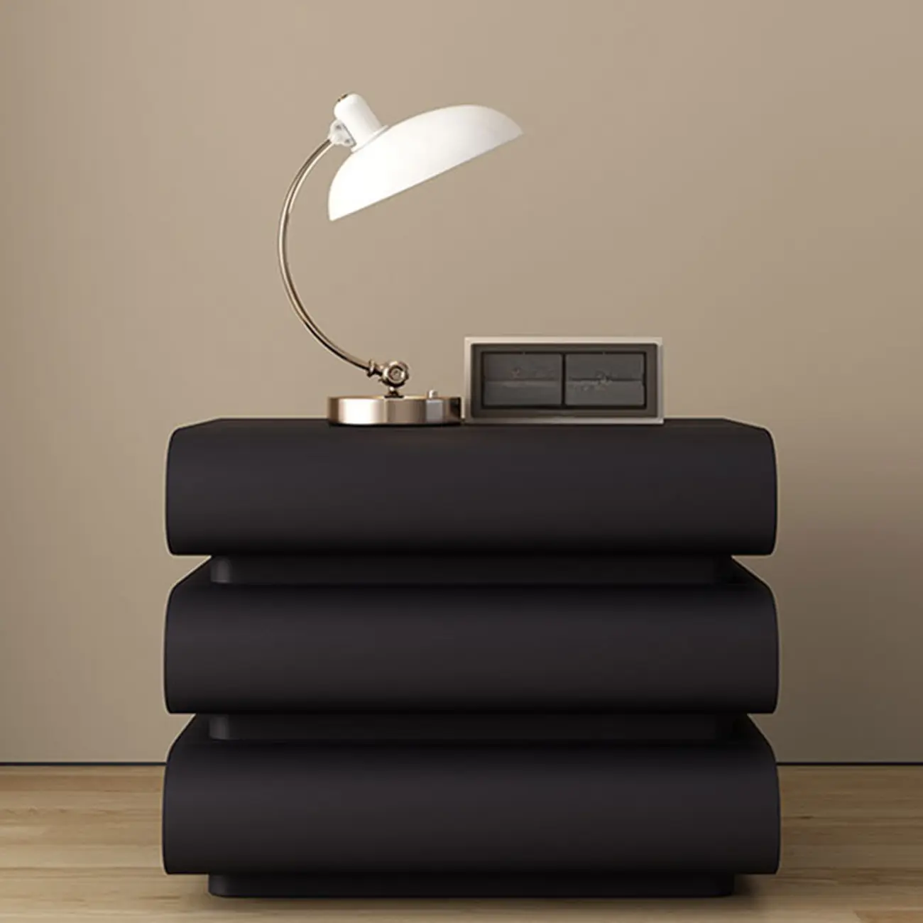 Mminimalist Leather Top Wood Frame 3-Drawer Nightstand Image - 8 | homeyfad