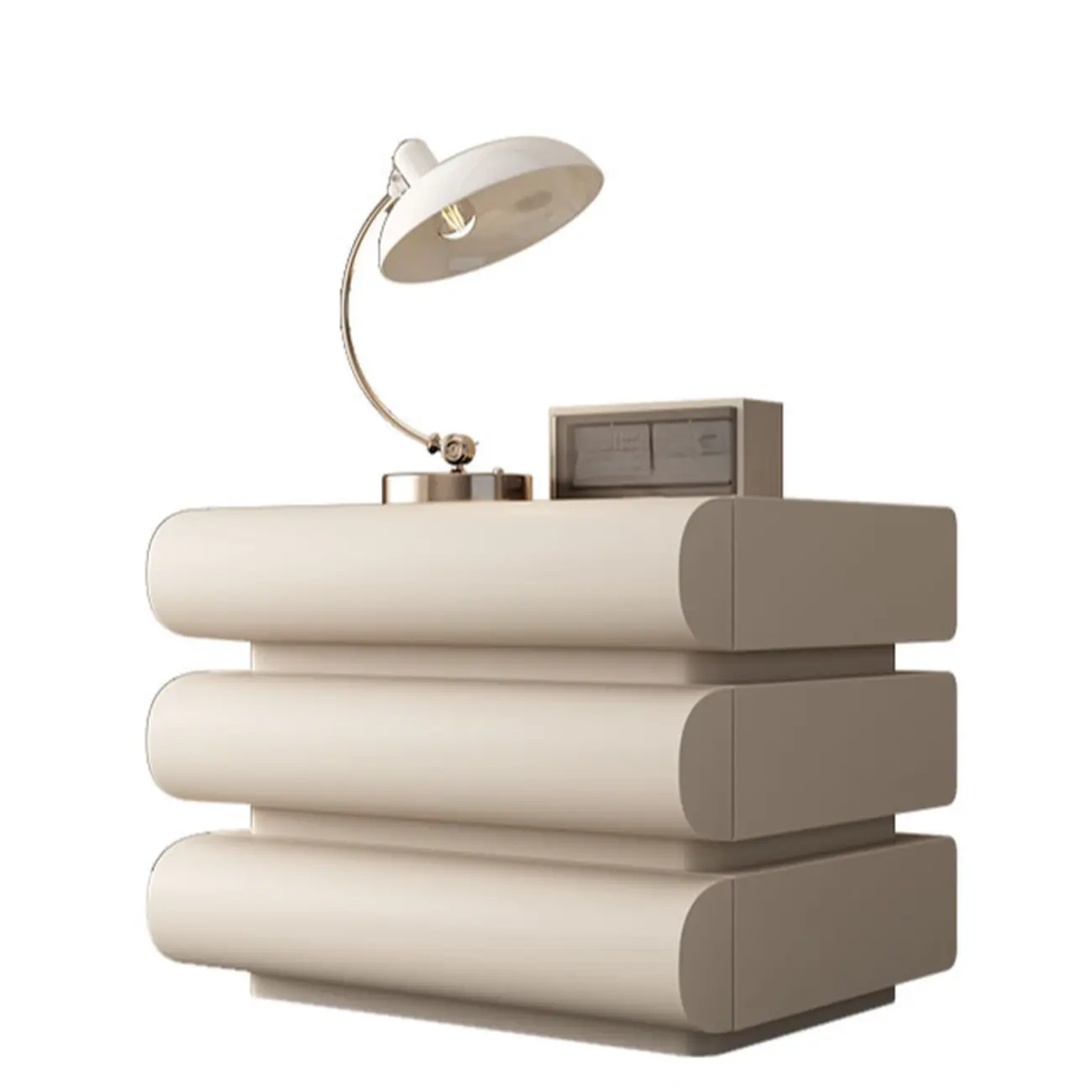 Mminimalist Leather Top Wood Frame 3-Drawer Nightstand Image - 10 | homeyfad