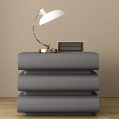 Mminimalist Leather Top Wood Frame 3-Drawer Nightstand Image - 14