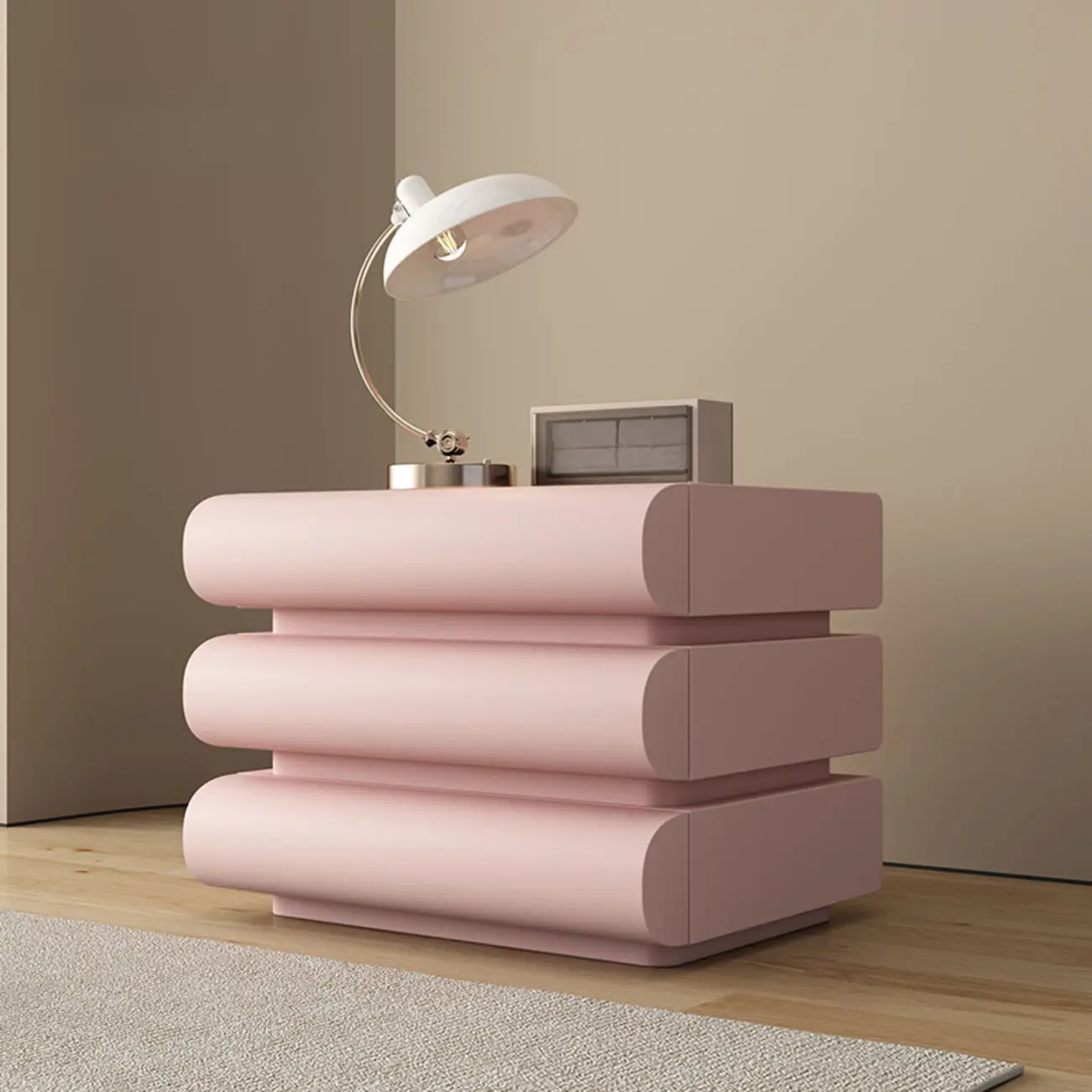 Mminimalist Leather Top Wood Frame 3-Drawer Nightstand Image - 16 | homeyfad