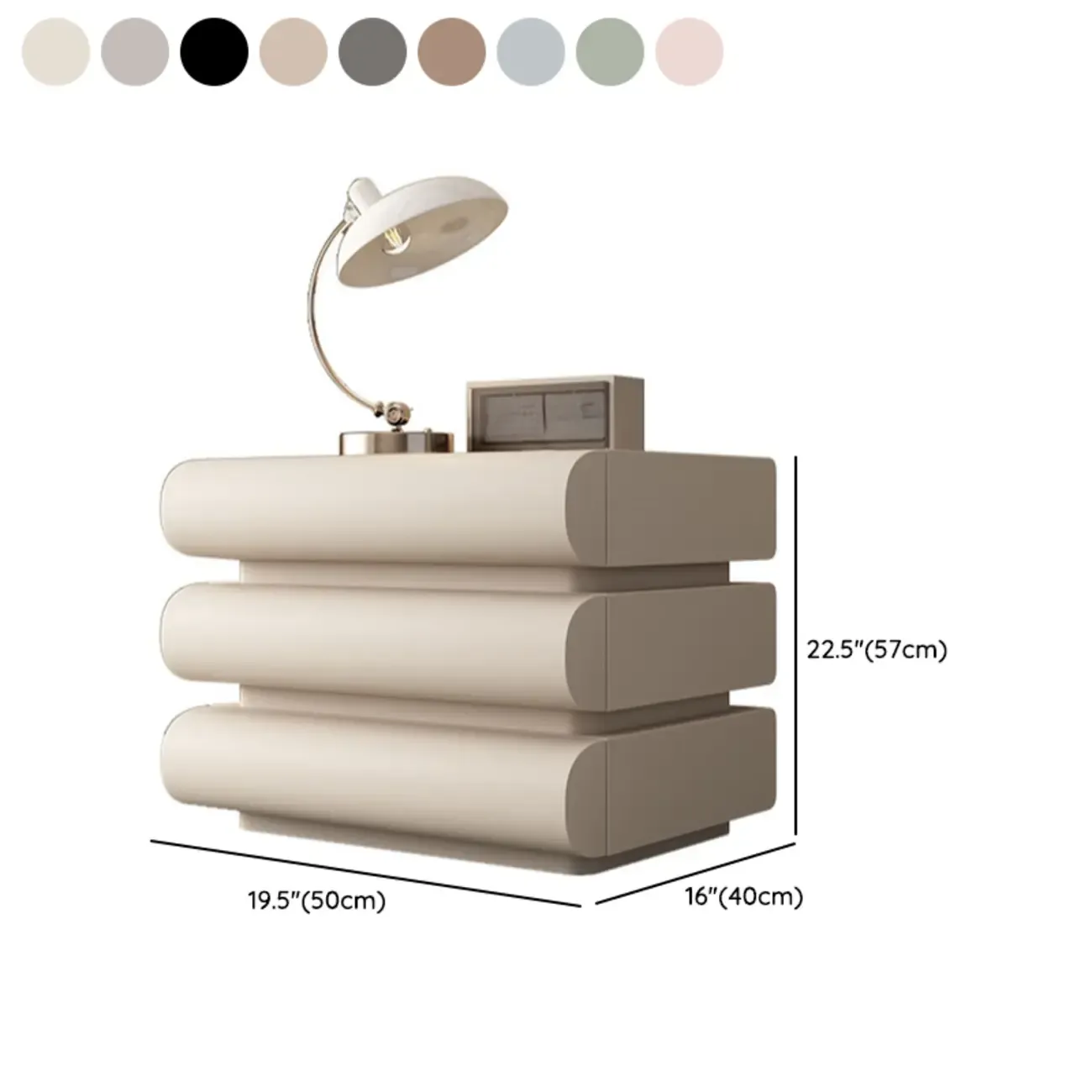 Mminimalist Leather Top Wood Frame 3-Drawer Nightstand #size