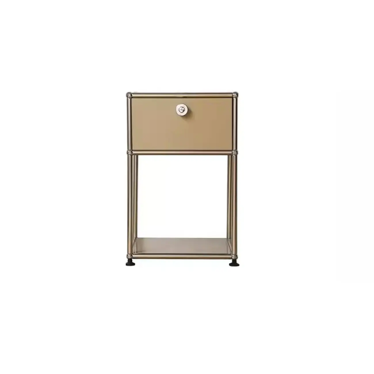 Modern Steel Nightstand with Drawer and Open Shelf Image - 21 | homeyfad