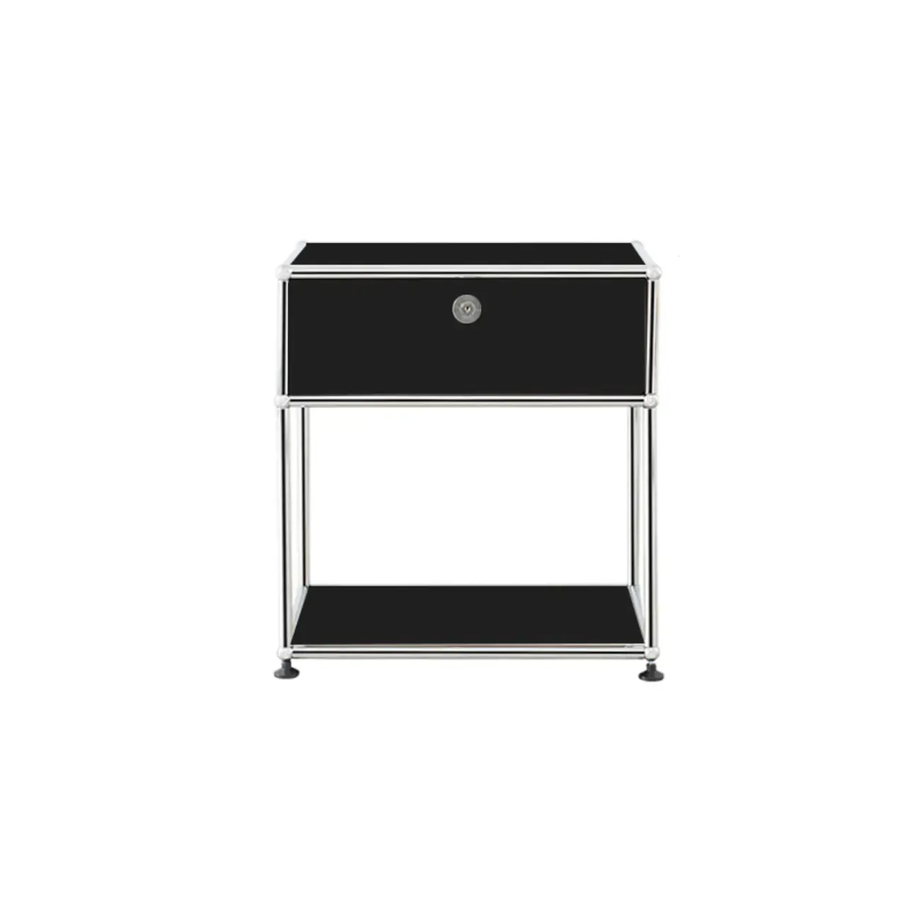 Modern Steel Nightstand with Drawer and Open Shelf Image - 22
