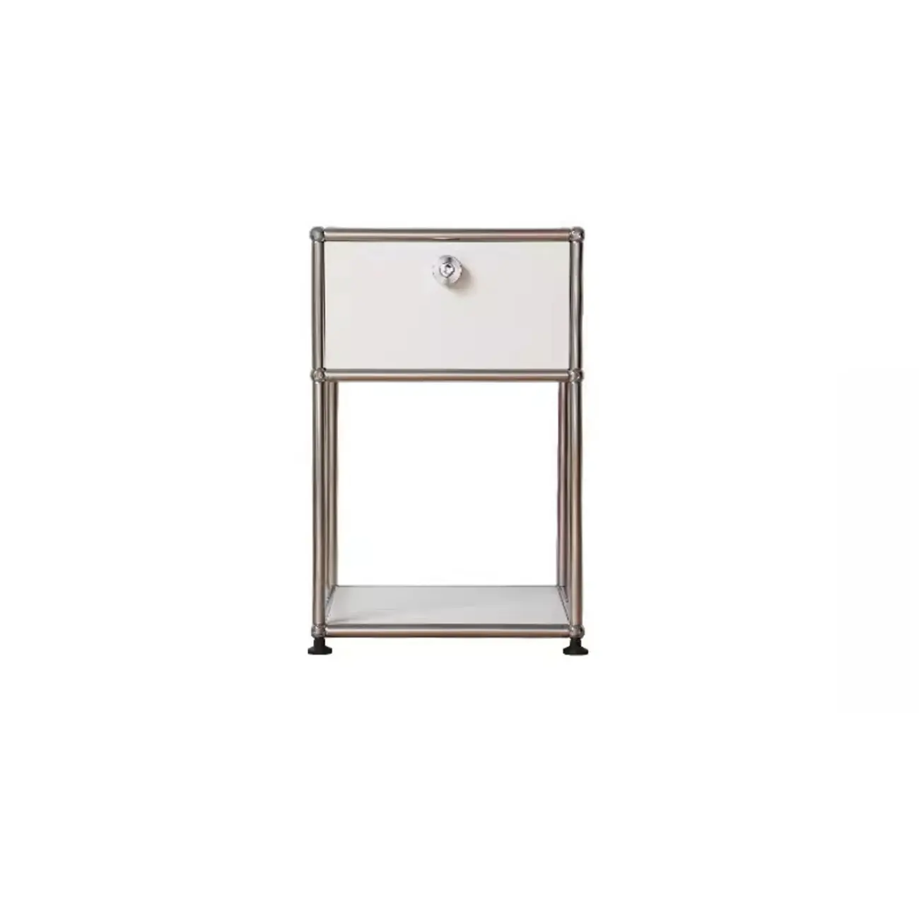 Modern Steel Nightstand with Drawer and Open Shelf Image - 23 | homeyfad