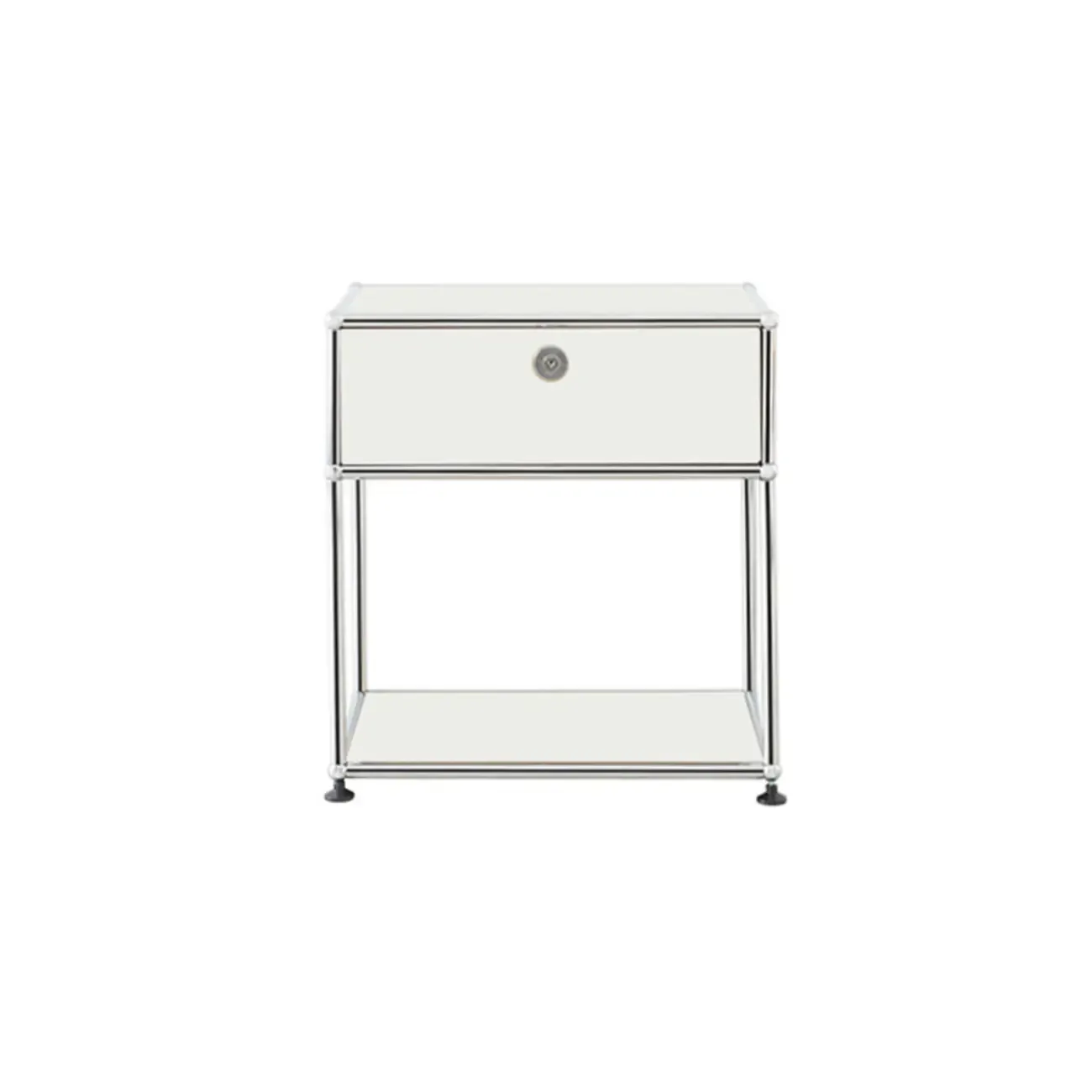 Modern Steel Nightstand with Drawer and Open Shelf Image - 24
