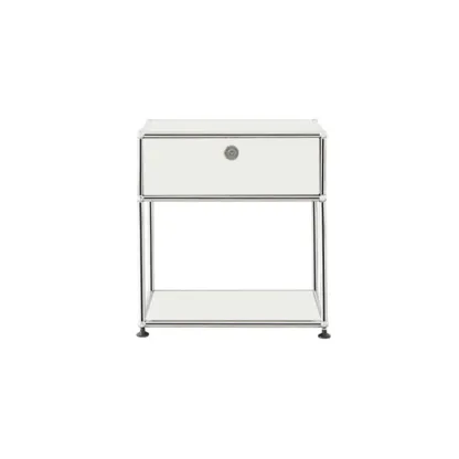 Modern Steel Nightstand with Drawer and Open Shelf Image - 24