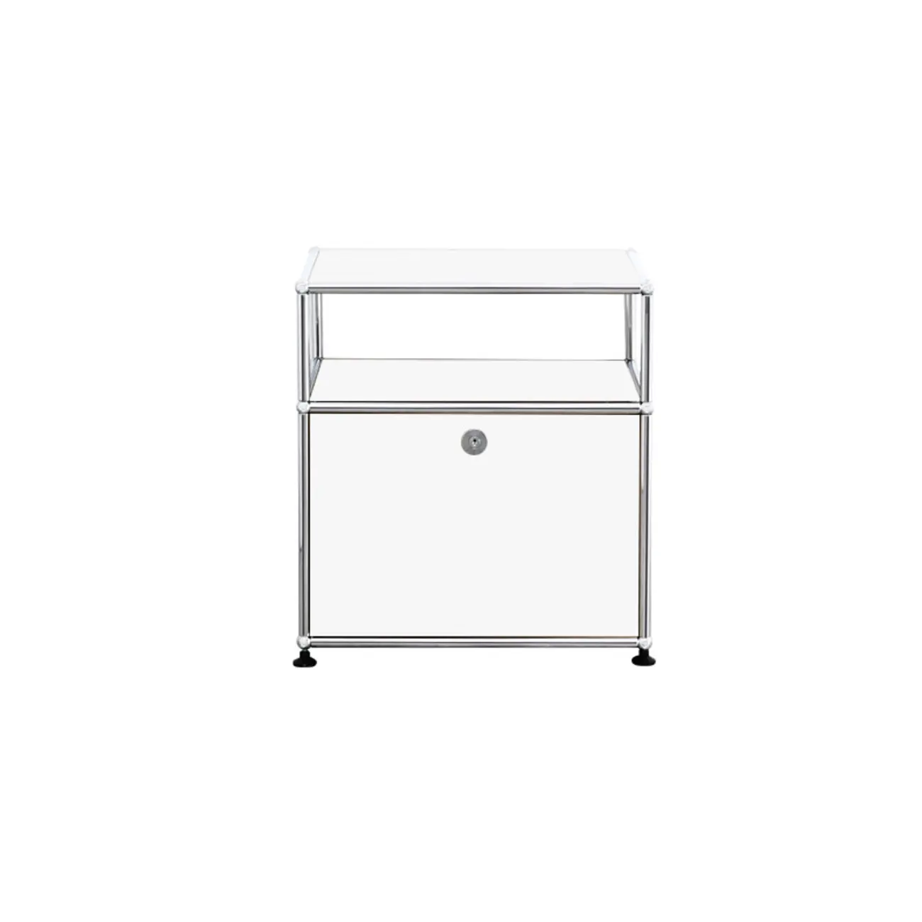 Modern Steel Nightstand with Drawer and Open Shelf Image - 25 | homeyfad
