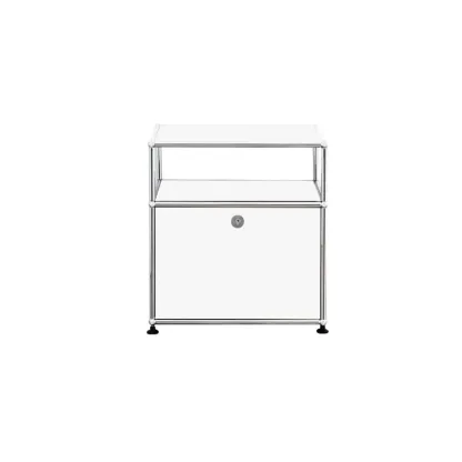 Modern Steel Nightstand with Drawer and Open Shelf Image - 25