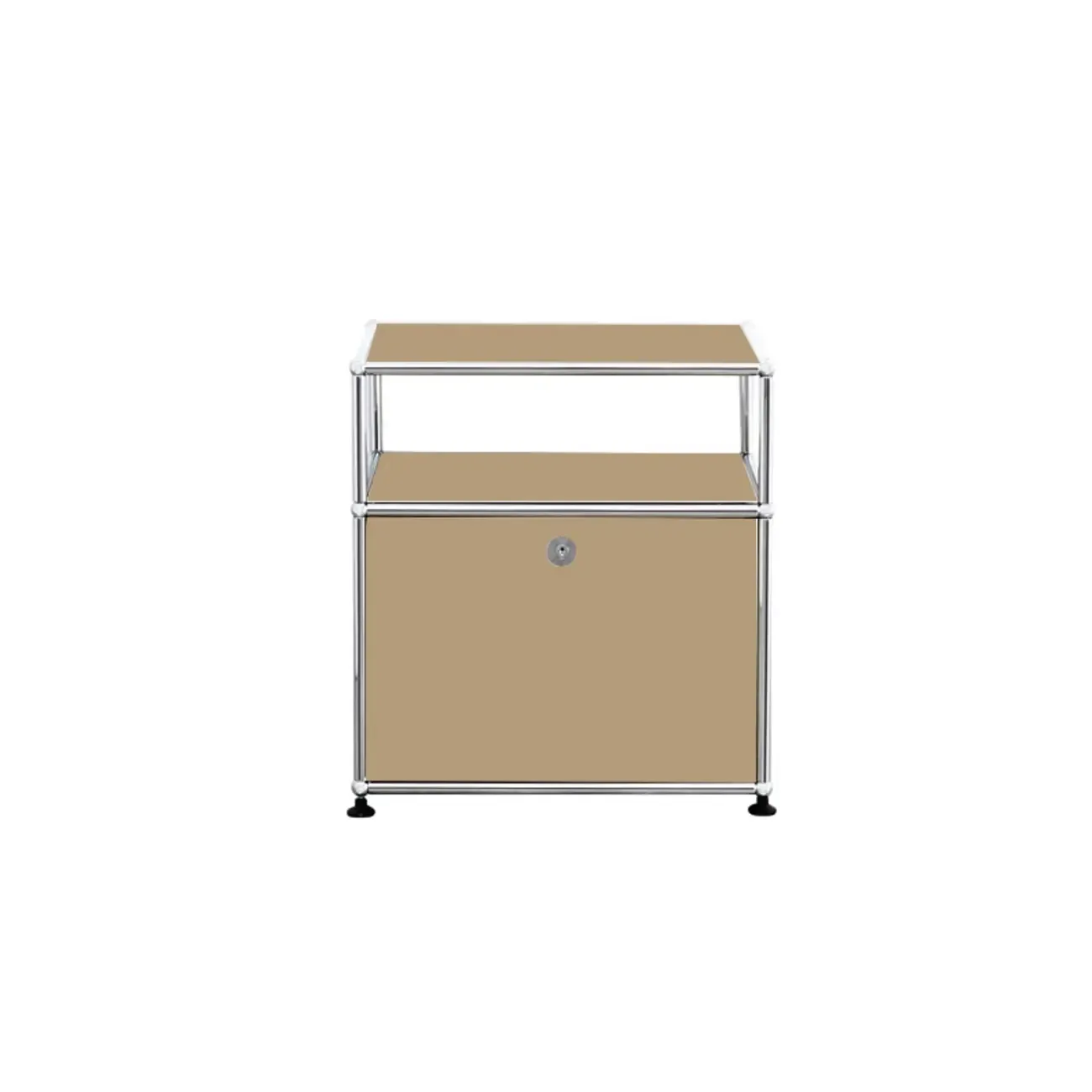 Modern Steel Nightstand with Drawer and Open Shelf Image - 26