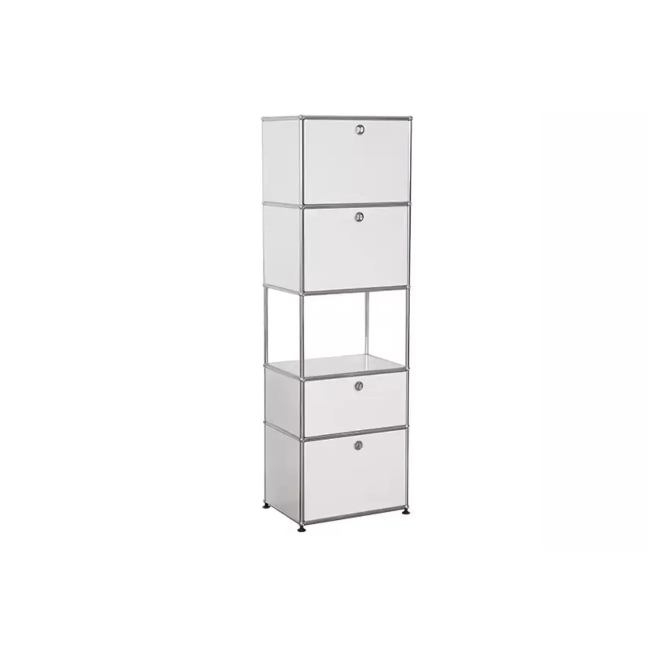 Modern Steel Nightstand with Drawer and Open Shelf Image - 27