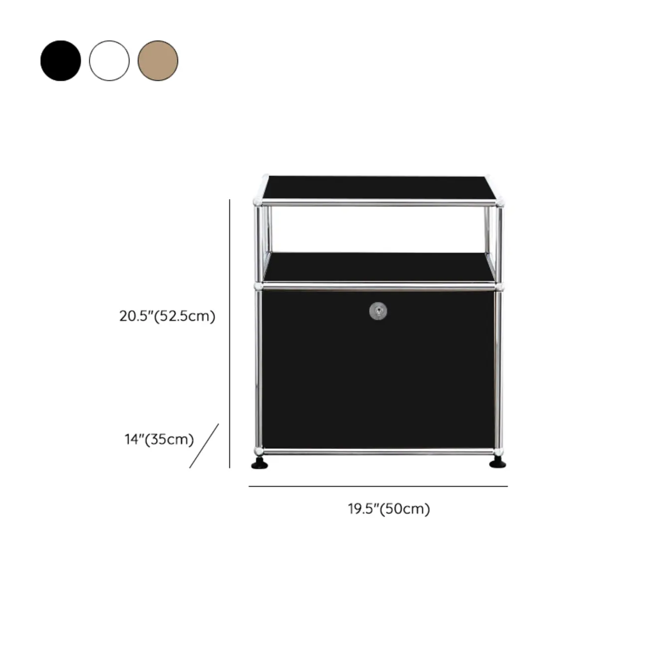 Modern Steel Nightstand with Drawer and Open Shelf Image - 13 | homeyfad
