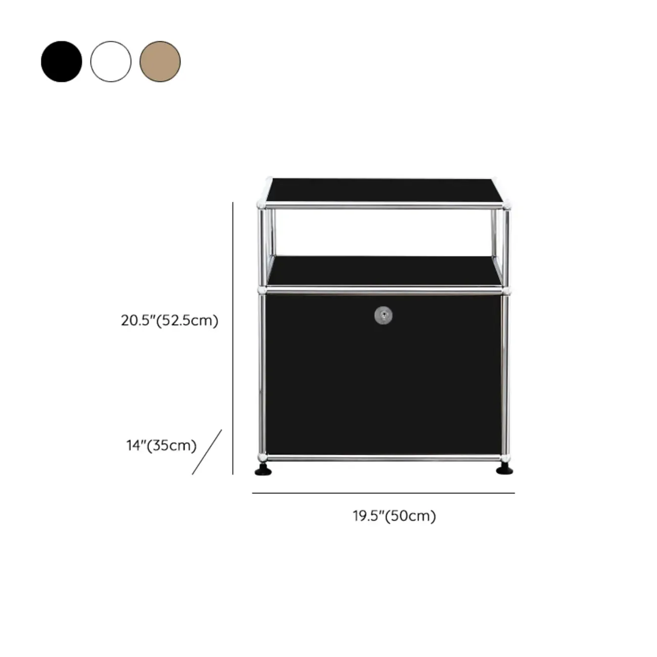Modern Steel Nightstand with Drawer and Open Shelf Image - 13