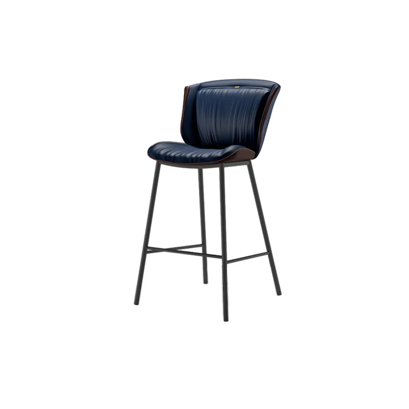 Leather Metal Frame Bistro Stool with Equestrian Seat and Foot Pedestal Image - 3 | homeyfad