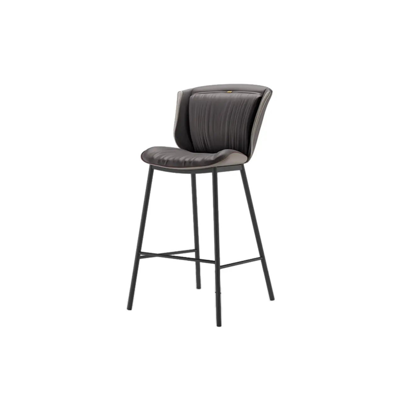 Leather Metal Frame Bistro Stool with Equestrian Seat and Foot Pedestal Image - 13 | homeyfad