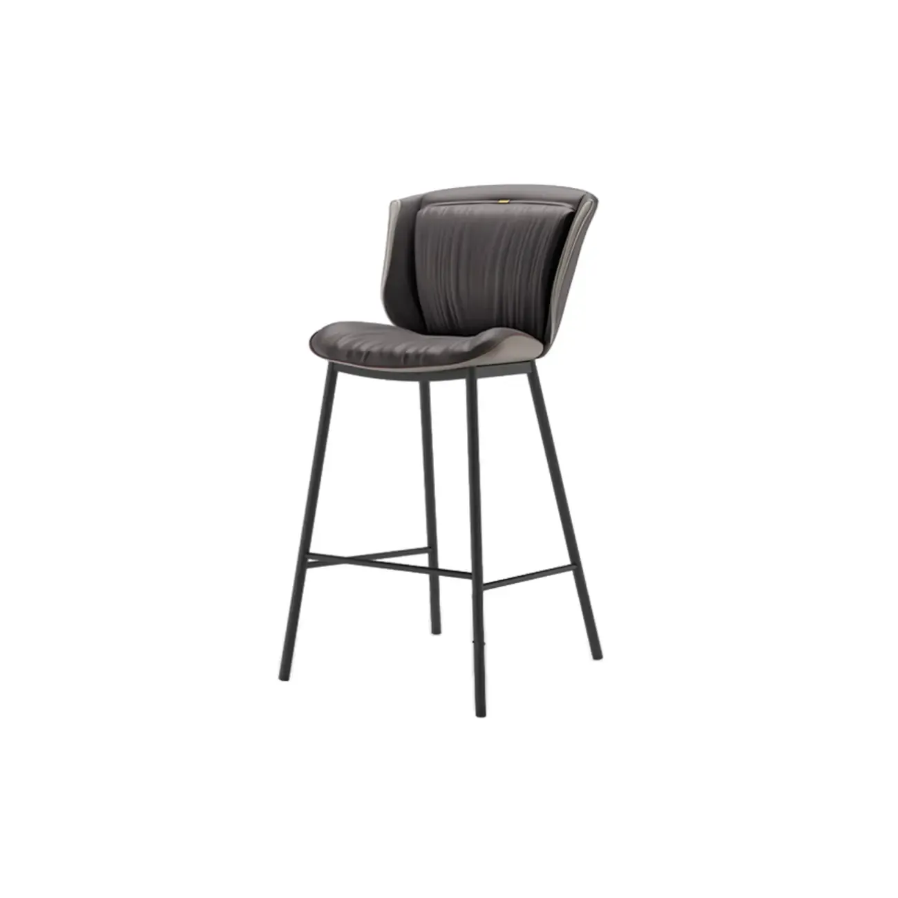 Leather Metal Frame Bistro Stool with Equestrian Seat and Foot Pedestal Image - 13