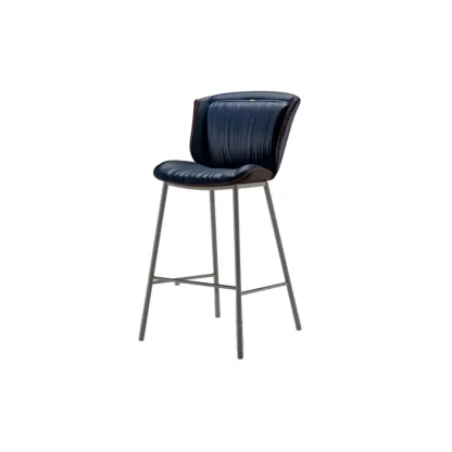 Leather Metal Frame Bistro Stool with Equestrian Seat and Foot Pedestal Image - 16