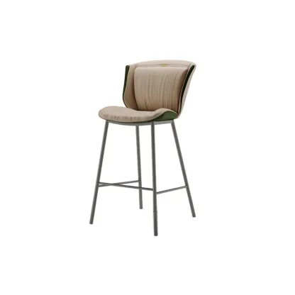 Leather Metal Frame Bistro Stool with Equestrian Seat and Foot Pedestal Image - 18