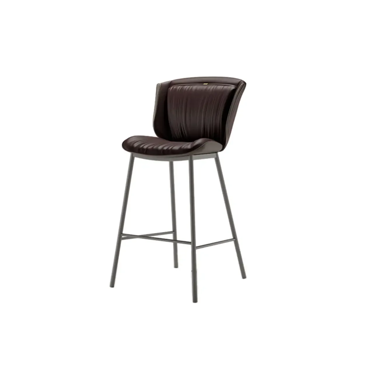 Leather Metal Frame Bistro Stool with Equestrian Seat and Foot Pedestal Image - 22