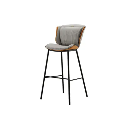 Leather Metal Frame Bistro Stool with Equestrian Seat and Foot Pedestal Image - 27