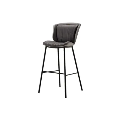 Leather Metal Frame Bistro Stool with Equestrian Seat and Foot Pedestal Image - 29