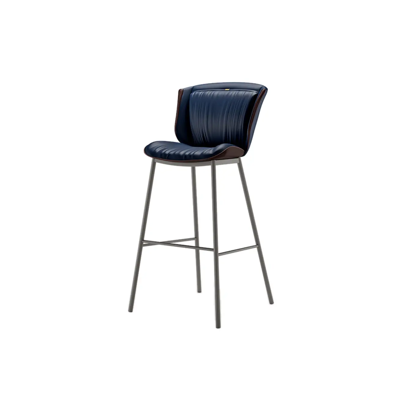 Leather Metal Frame Bistro Stool with Equestrian Seat and Foot Pedestal Image - 32 | homeyfad