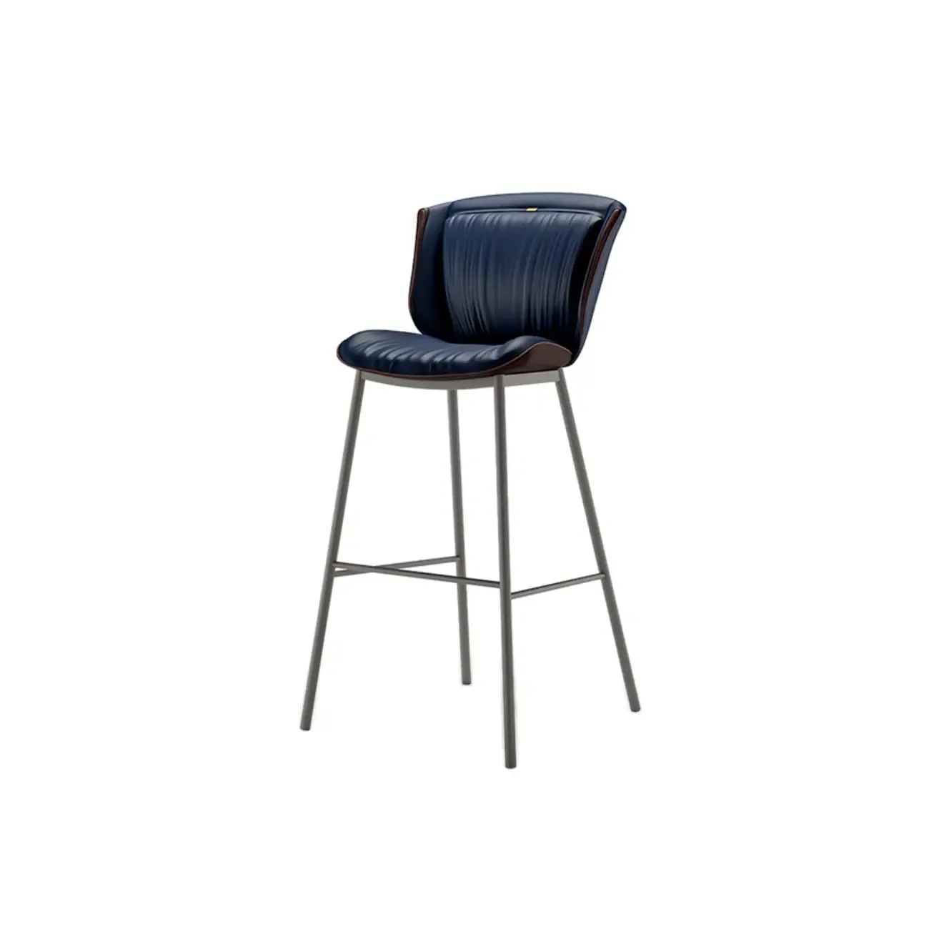 Leather Metal Frame Bistro Stool with Equestrian Seat and Foot Pedestal Image - 32