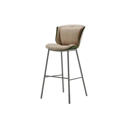 Leather Metal Frame Bistro Stool with Equestrian Seat and Foot Pedestal Image - 34