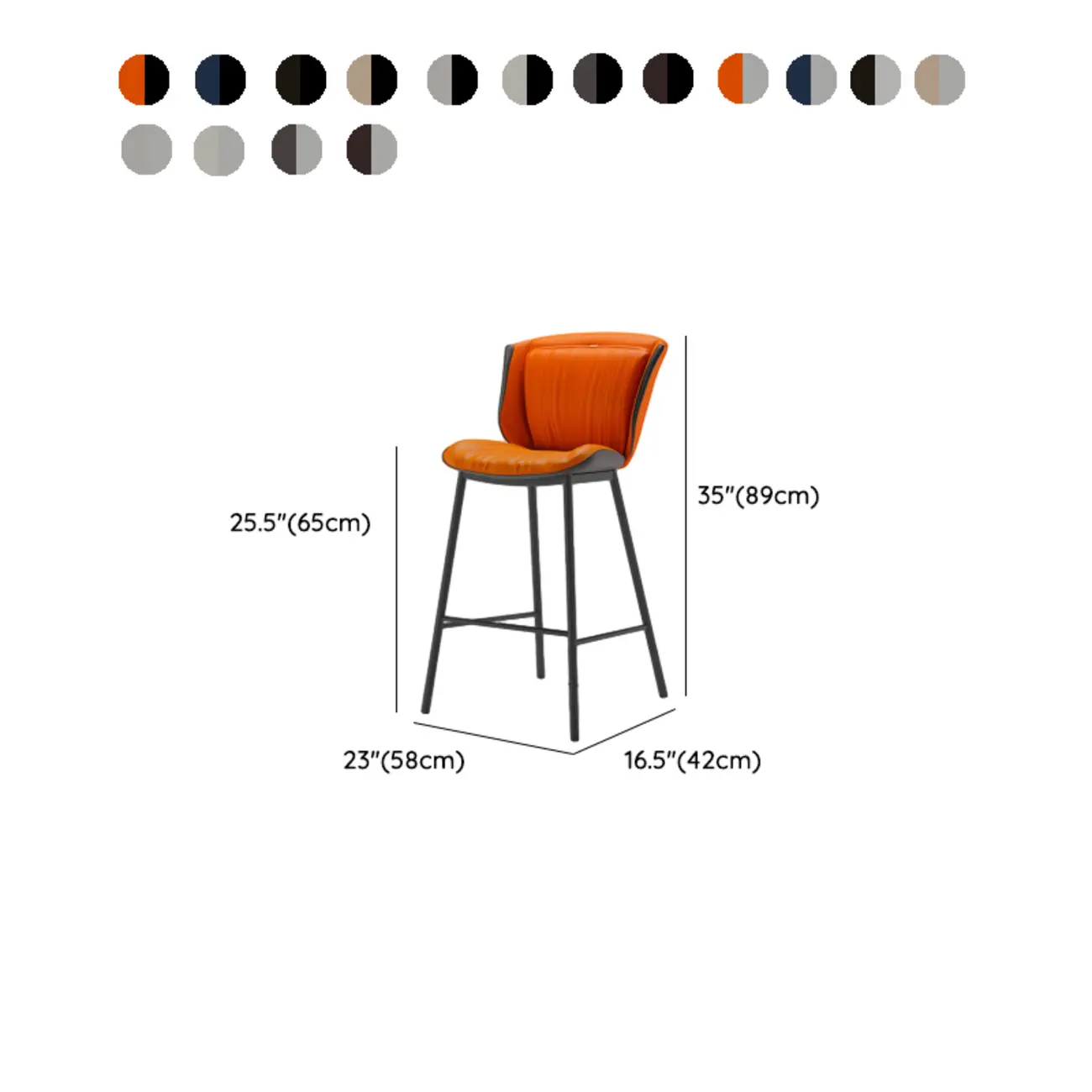 Leather Metal Frame Bistro Stool with Equestrian Seat and Foot Pedestal #size | homeyfad