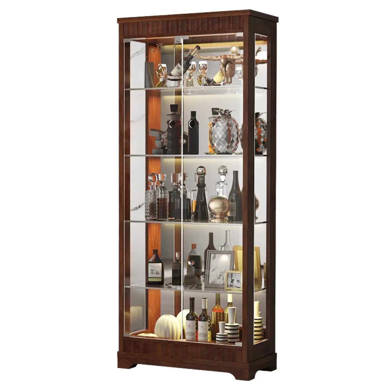 Modern Wood Wine Cabinet with Bar Glass Holder Shelf Image - 5 | homeyfad