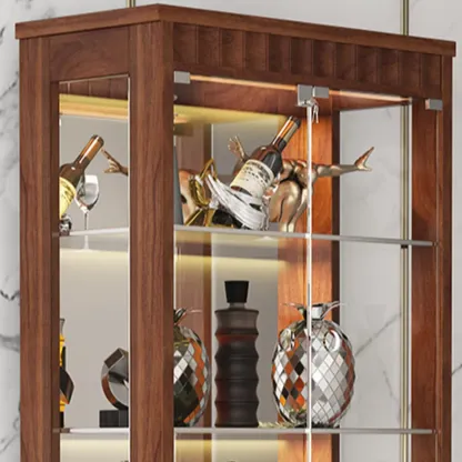 Modern Wood Wine Cabinet with Bar Glass Holder Shelf Image - 8