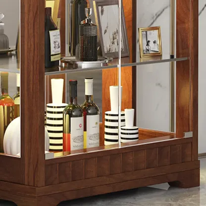 Modern Wood Wine Cabinet with Bar Glass Holder Shelf Image - 10