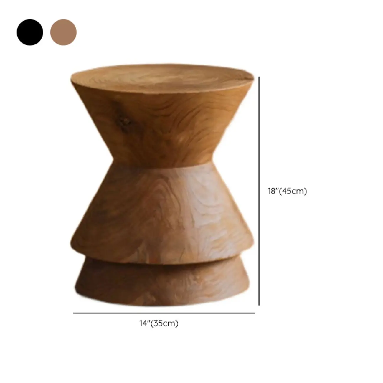Small Round Modern Pine Wood Side Table with Drum Base Image - 12 | homeyfad