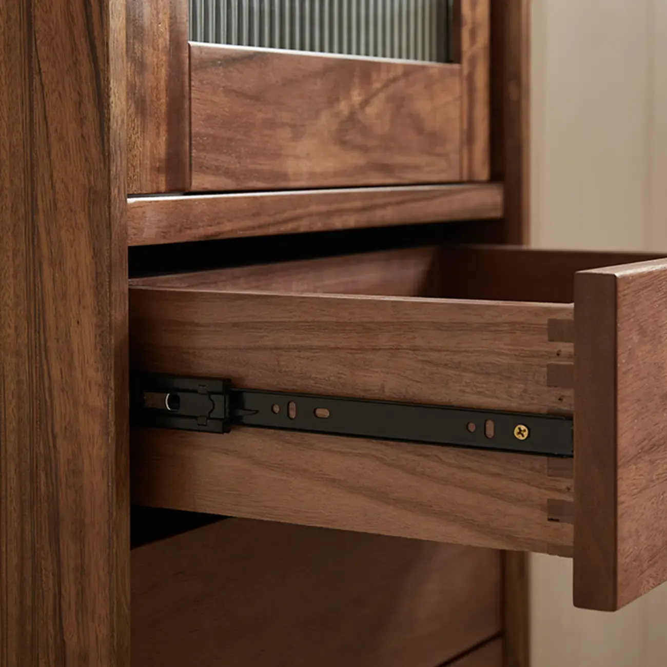 Tall Wooden Display Cabinet with Glass Door for Living Room Image - 5