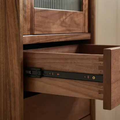 Tall Wooden Display Cabinet with Glass Door for Living Room Image - 5