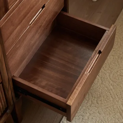 Tall Wooden Display Cabinet with Glass Door for Living Room Image - 6