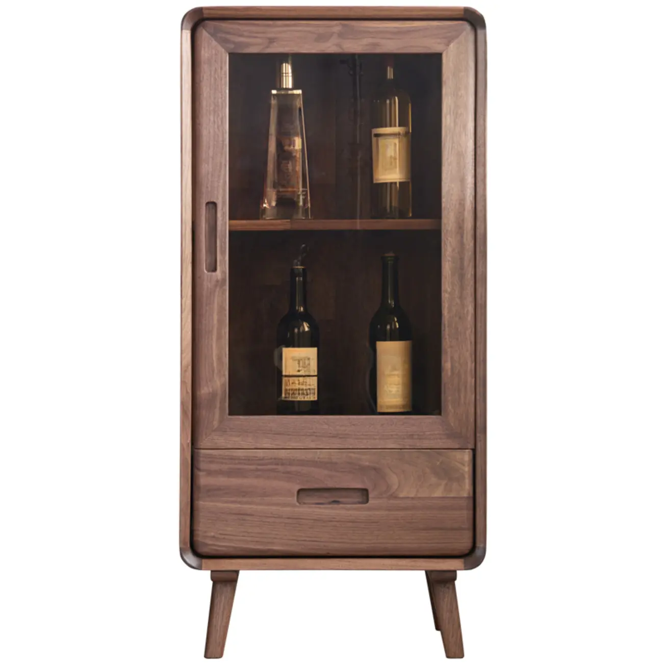 Freestanding Wood Brown Curio Cabinet with Glass Door Image - 2 | homeyfad